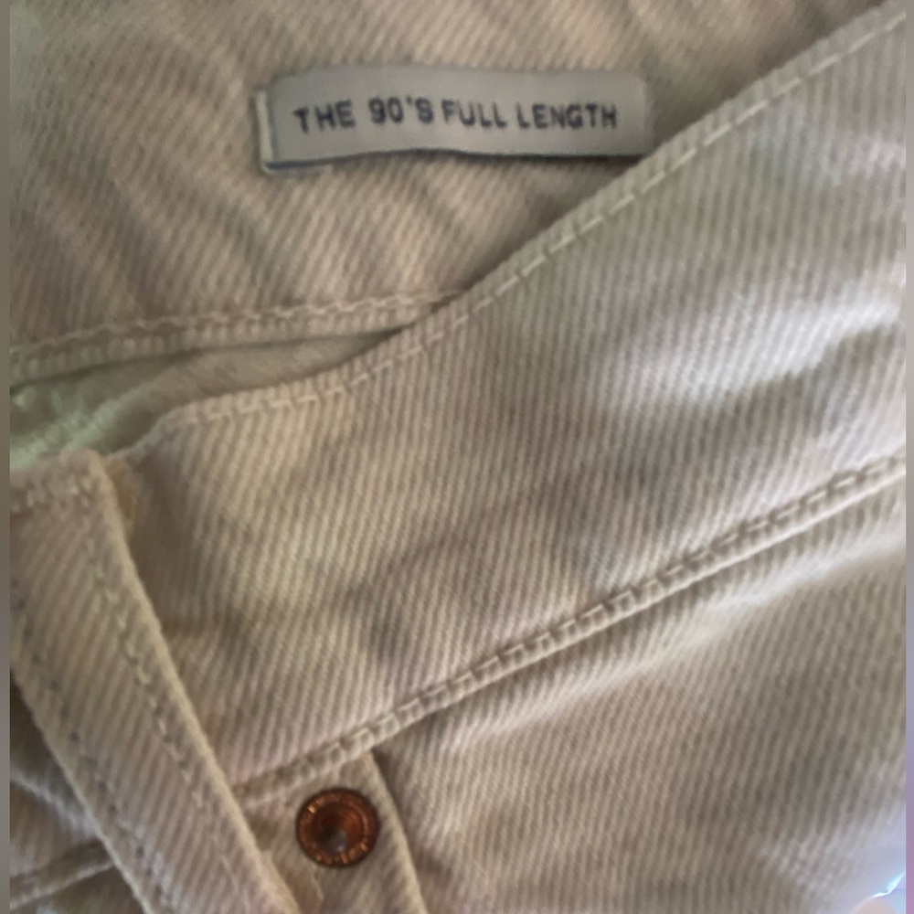 Zara The 90’S Full Length Cream Cut Off Bottom Woman’s Size 8 - Picture 6 of 7